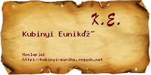 Kubinyi Euniké névjegykártya